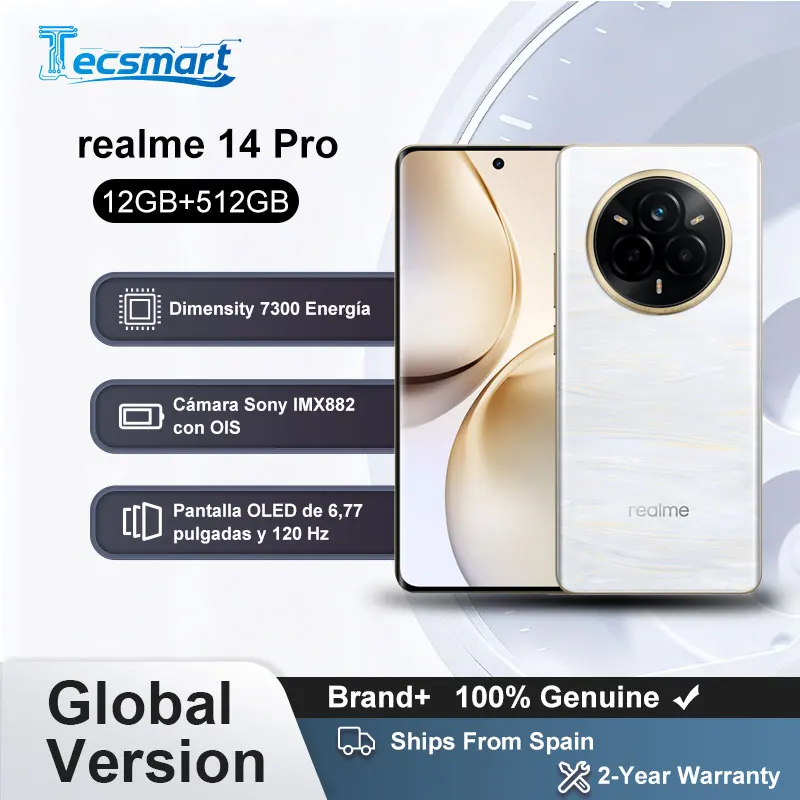 Smartphone – Realme 14 Pro 5G Global Version 50 MP Sony IMX882 OIS Kamera Abmessung 7300 Energie 120 Hz gebogene Sichtanzeige IP69 Image