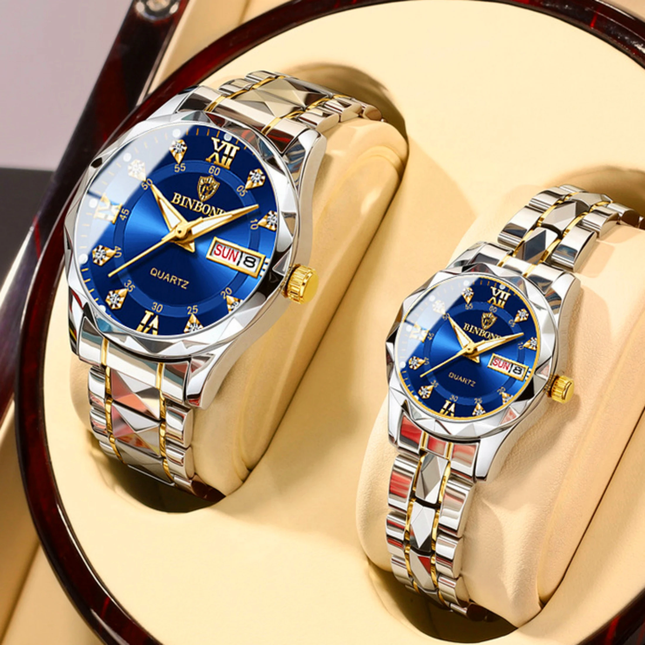 2 teile/satz Paar Uhr Japan Quarz Luxus Marke Liebe Männer Frauen Uhren Wasserdichte Edelstahl Hannah Martin Uhr Geschenk Image