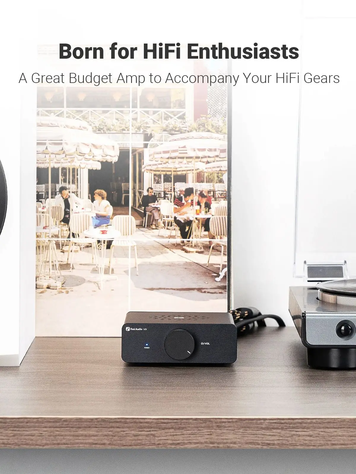 Fosi Audio-Stereo-Leistungsverstärker, 300 W x 2 TPA3255, Klasse-D-Mini-Lautsprecherverstärker, 2-Kanal-Audioverstärker für passives Bücherregal