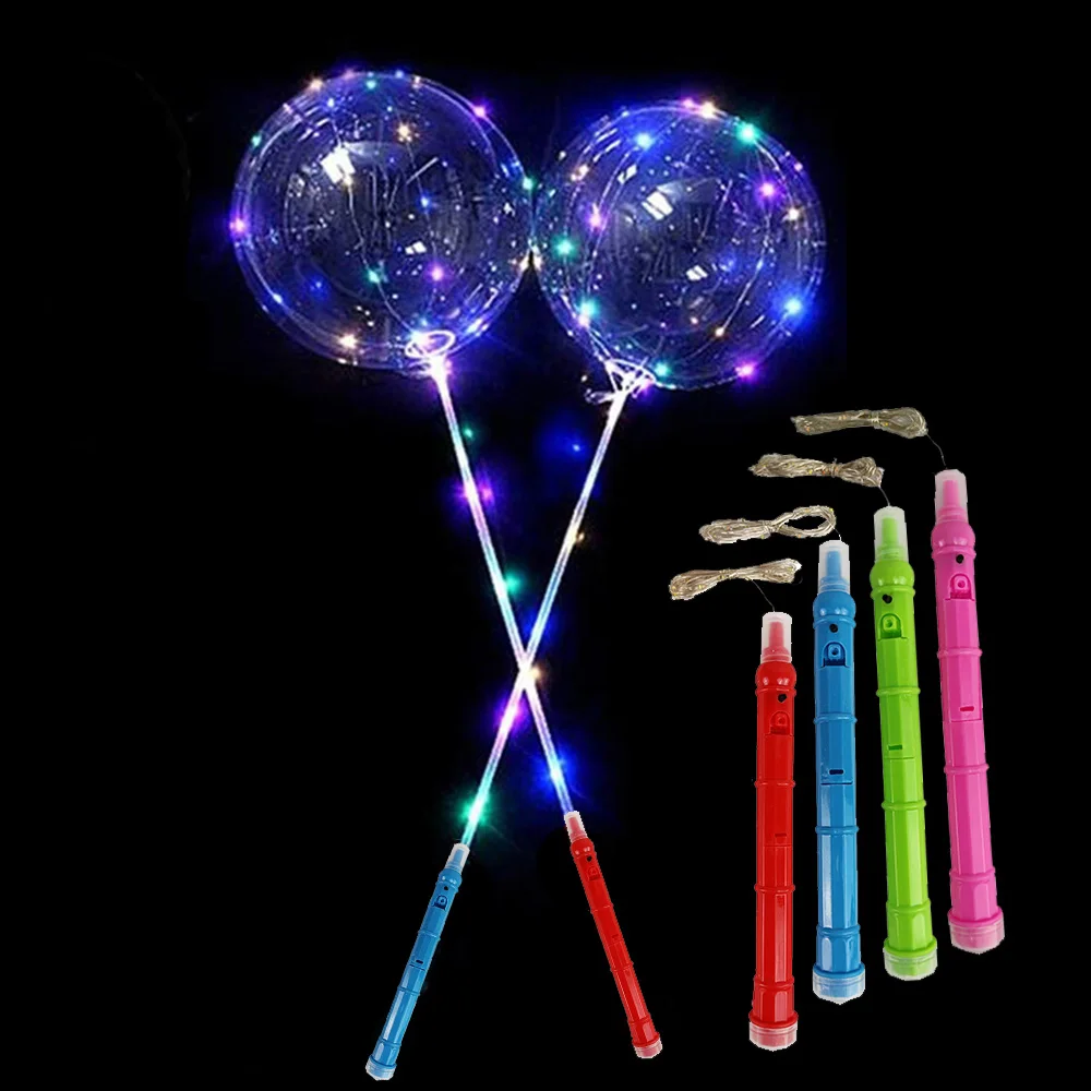 1/5/10/20/30 Stück LED-Leuchten, BoBo-Luftballons, bunt, 3 Stufen, blinkender Griff, 20 Zoll, Blasenballon, 70 cm Stick Image