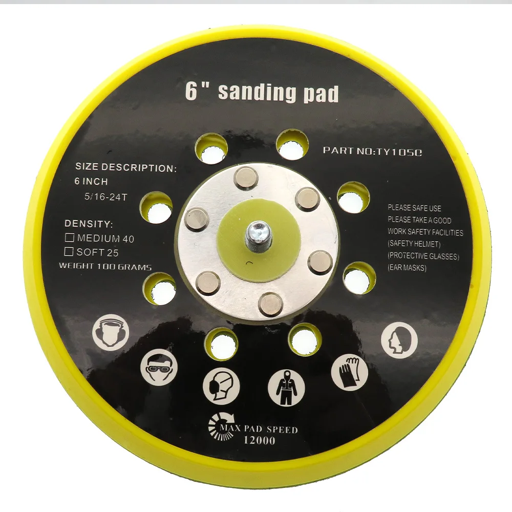 1 Stücke 6 Zoll 150 MM 17 Loch Schleifpad Schleifscheibe Stützteller M8 Gewinde Klettverschluss Staubfreies Schleifmittel Elektrowerkzeuge Zubehör Image