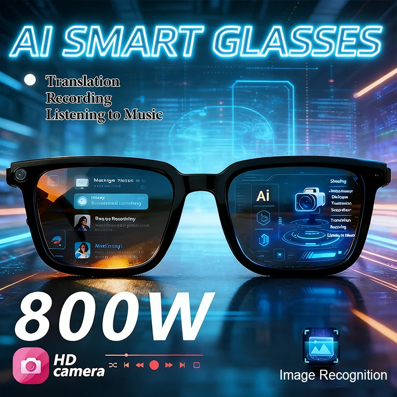 Neue KI-Smart-Brille mit KI-Übersetzung, 8MP HD-Kamera, 4K-Aufnahme, Bildkonversation, Aufnahme, Musikwiedergabe Image