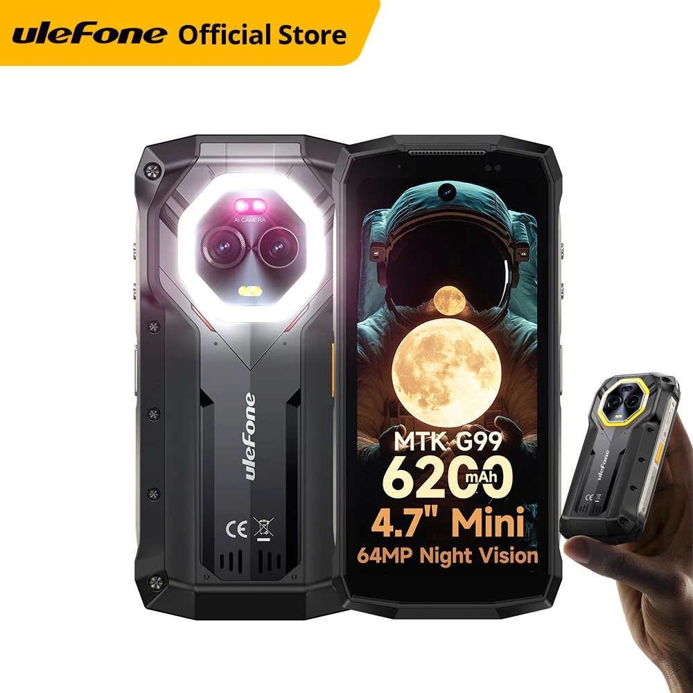 Ulefone Armor Mini 20 4G 4,7 Zoll robustes Telefon 64 MP Nachtkamera Android 14 Smartphone 6200 mAh Mobiltelefon LED Image