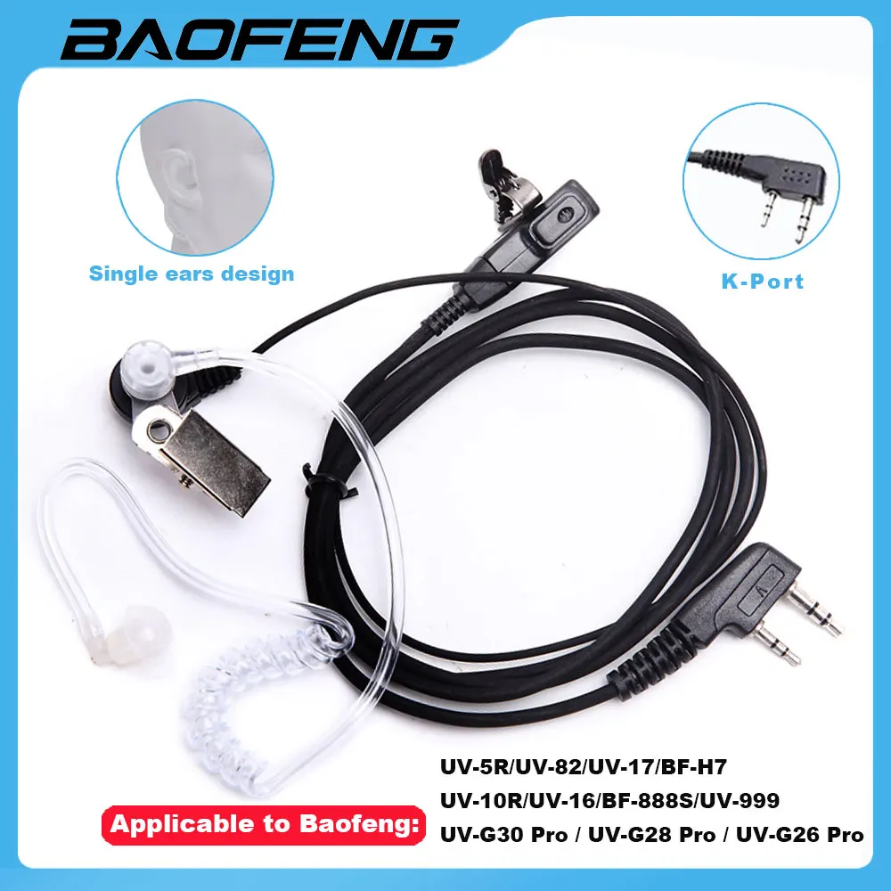 Baofeng UV-5R K Port Kopfhörer für Walkie Talkie UV-16 UV17 UV10R UV-G30 Zwei Weg Radio Covert Air Akustische Rohr Headset MIC Image