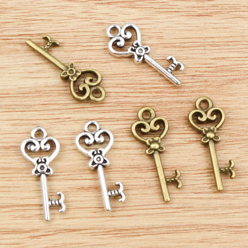 15pcs 21x9mm Charms vintage skeleton key Antike, Der anhänger fit, vintage Tibetischen Silber Vergoldet Bronze,DIY armband halskette