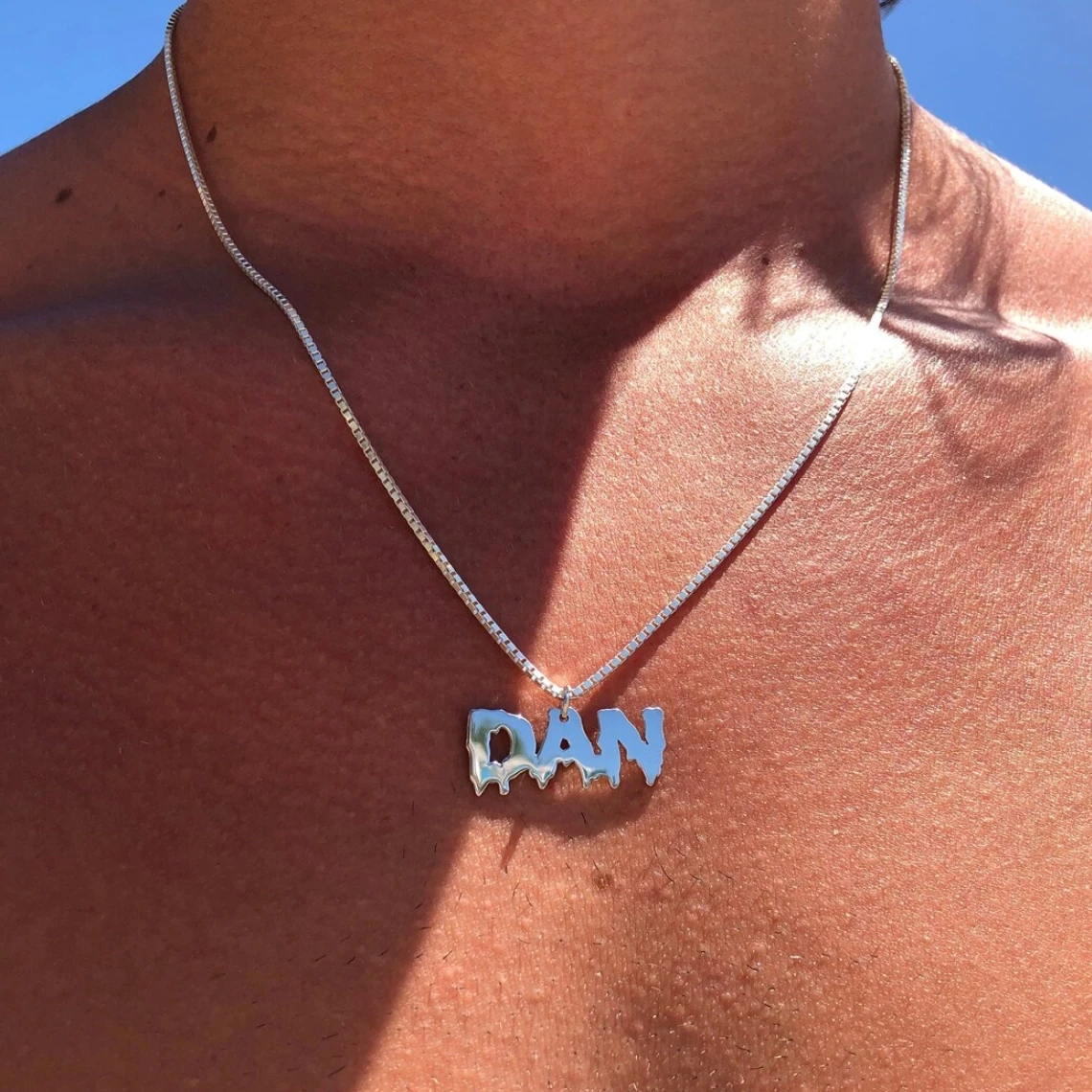 Benutzer definierte männliche Stil Name Halskette personal isierte Box Kette Typenschild Anhänger Halskette Männer coole Junge Geschenke Edelstahl Schmuck Image