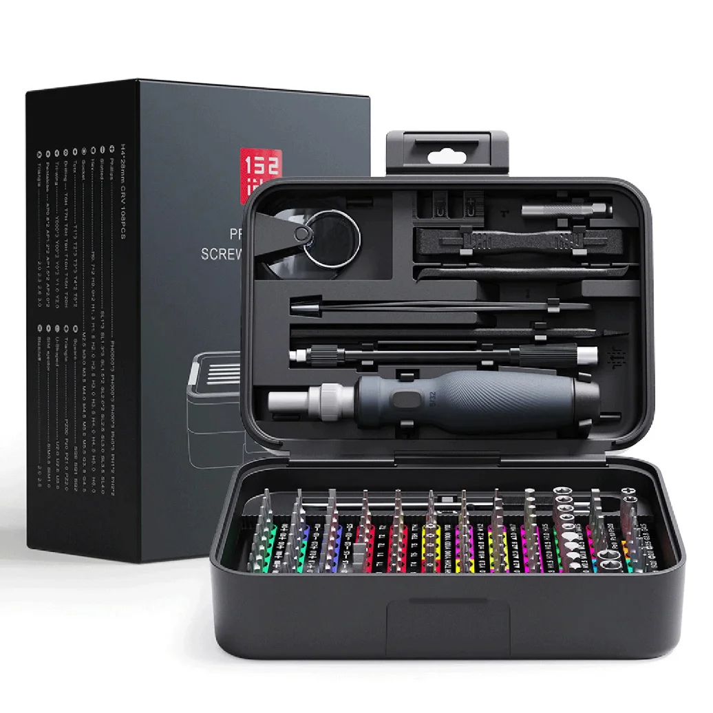 Mini-Präzisions-Schraubendreher-Set mit Farbcodierter Identifikation, 132-in-1 Mikro-Magnetisches Reparatur-Werkzeugset mit Aufbewahrungsbox, 108 B Image