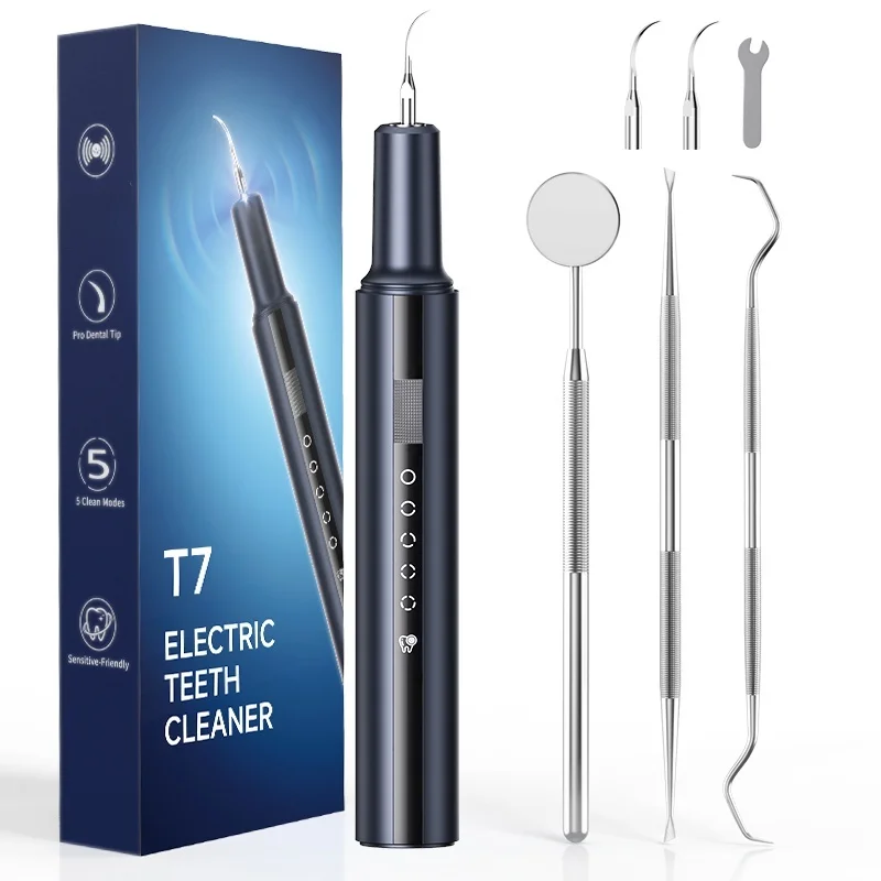 CURVY MOON T7 Tragbarer elektrischer Sonic Zahnstein Scaler Oral Zähne Zahnstein Entferner Plaque Zahn Stein Flecken Reiniger Entfernung Image
