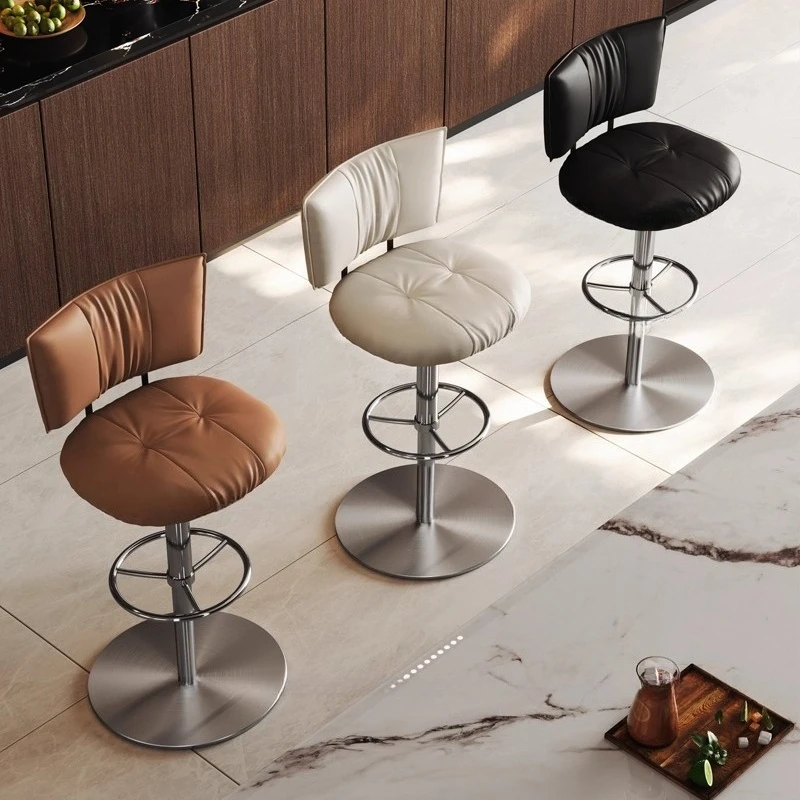 Friseur-Barhocker, ergonomisch, minimalistisch, Leder-Barhocker, Restaurant, modern, Taburete Alto Lounge Suite Furnitur