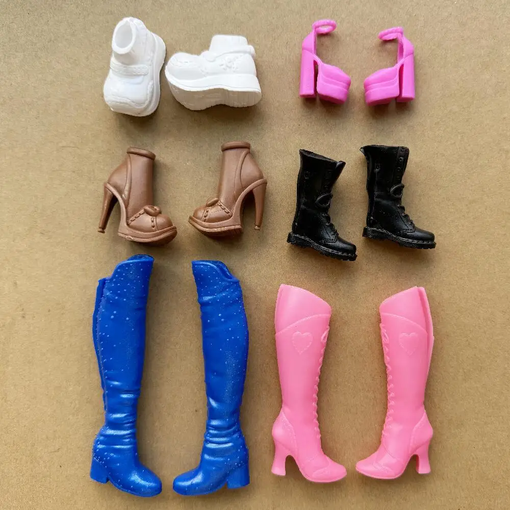 1/6 Barbie-Puppen-Schuhe Vintage High Heels Modische Lange Stiefel
