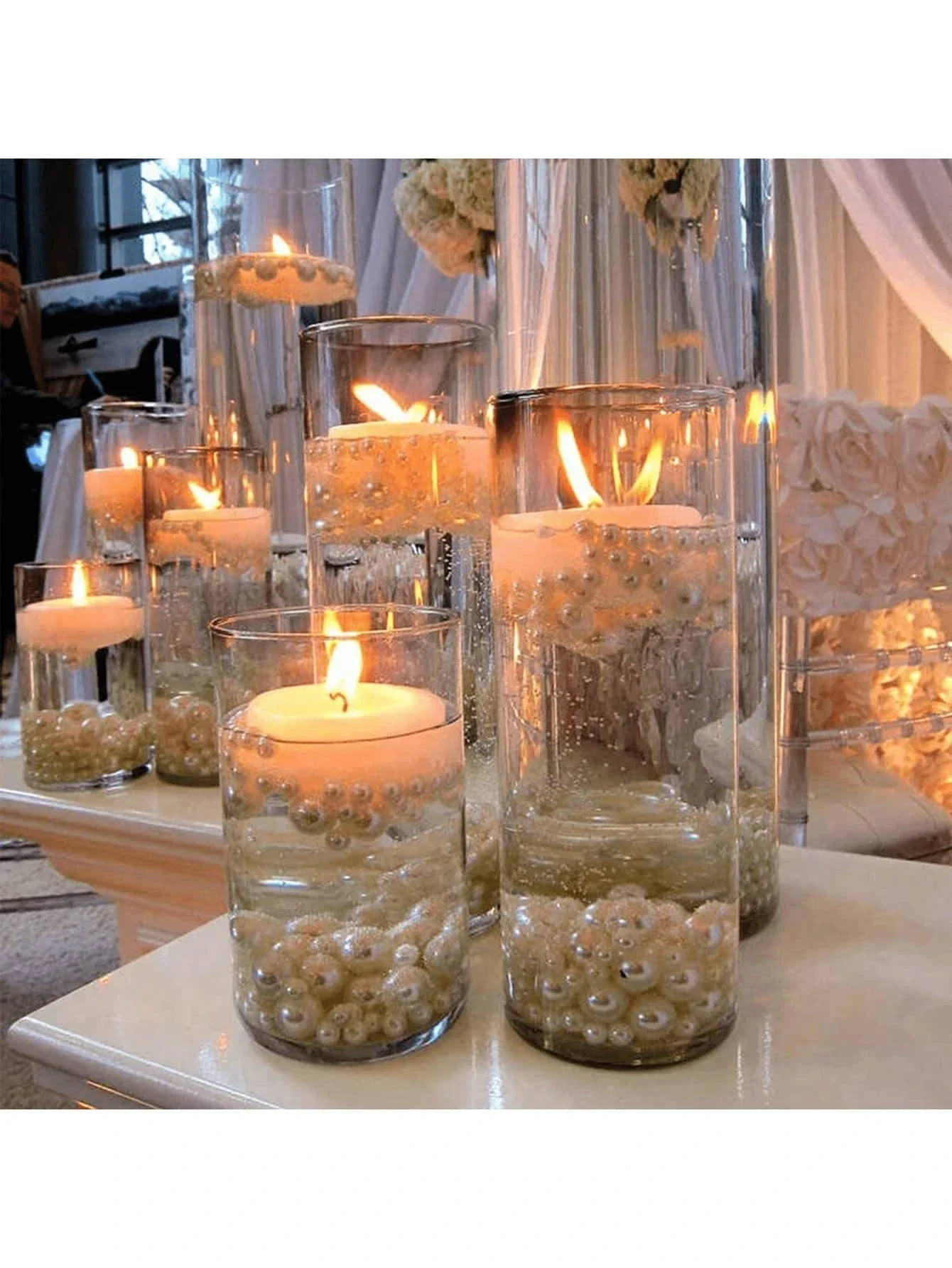 Klarer Zylinder-Kerzenhalter aus Glas, Säule, hohes Borosilikatglas, Kerzenhalter, Vase, Hochzeit, Party, Dekoration (Kerzen nicht im Lieferumfang enthalten) Image