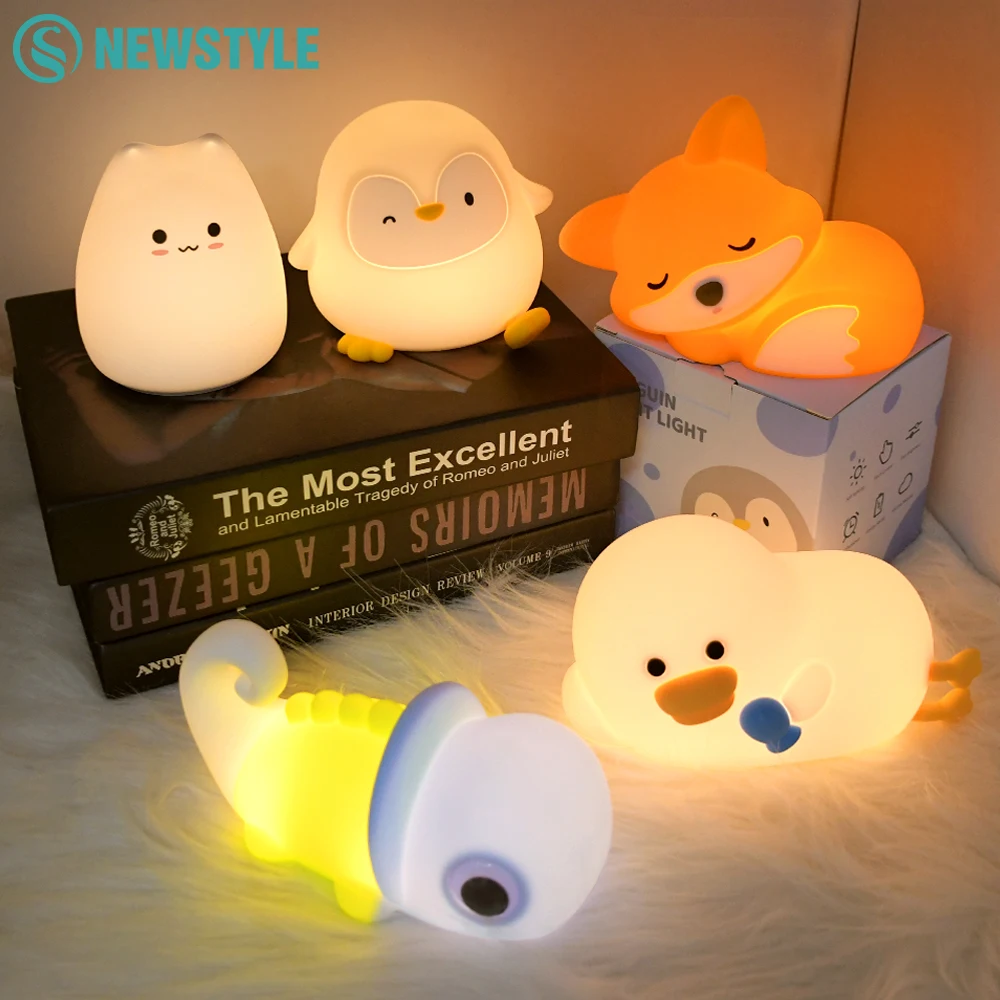 Pinguin Silikon Nachtlicht Weiches Kinderzimmer Nachtlicht Dimmbare LED Squishy Neuheit Tier Nachttischlampe Für Geschenke