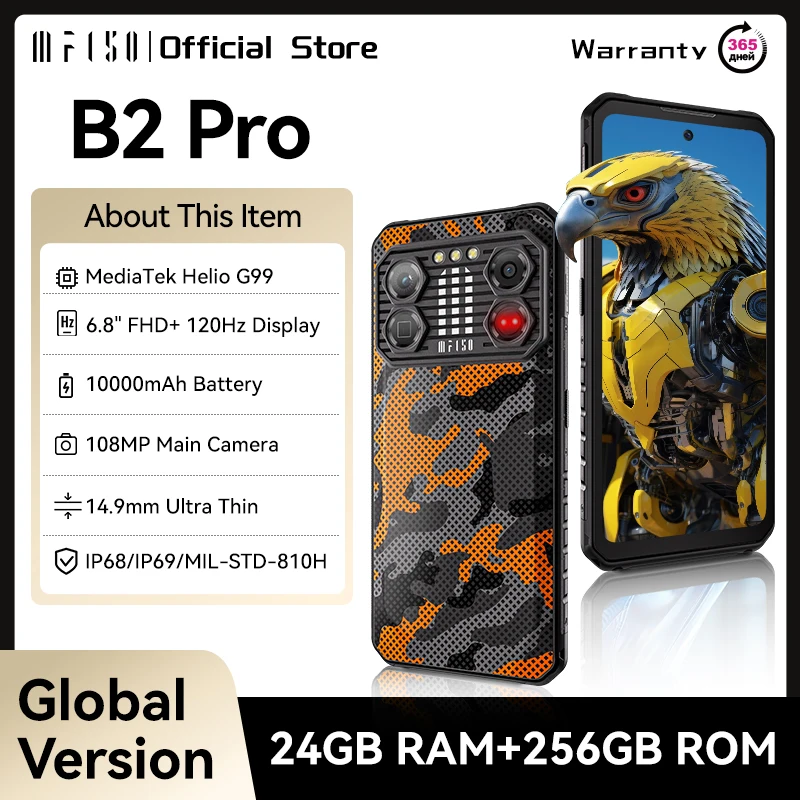IIIF150 B2 Pro Robustes Smartphone Android-Handy G99 120 Hz 6,8 Zoll Bildschirm 24 GB RAM 256 GB ROM 108 MP Kamera 10000 mAh 30 W Aufladung