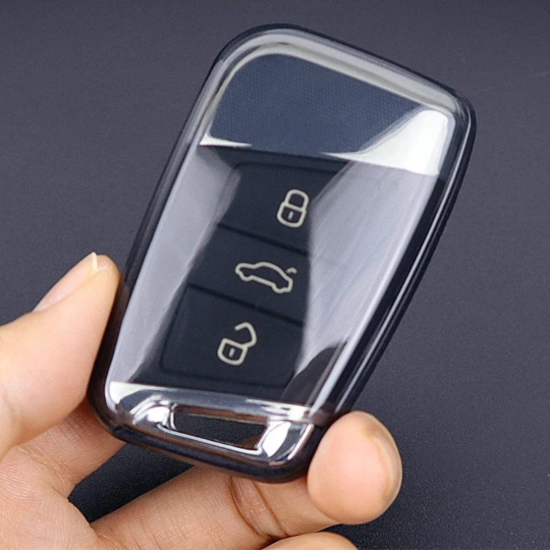 Neue transparente weiche TPU-Autoschlüsselhülle für VW Volkswagen Passat B8 Magotan für Skoda Superb A7 Kodiaq Seat Shell Fob Image
