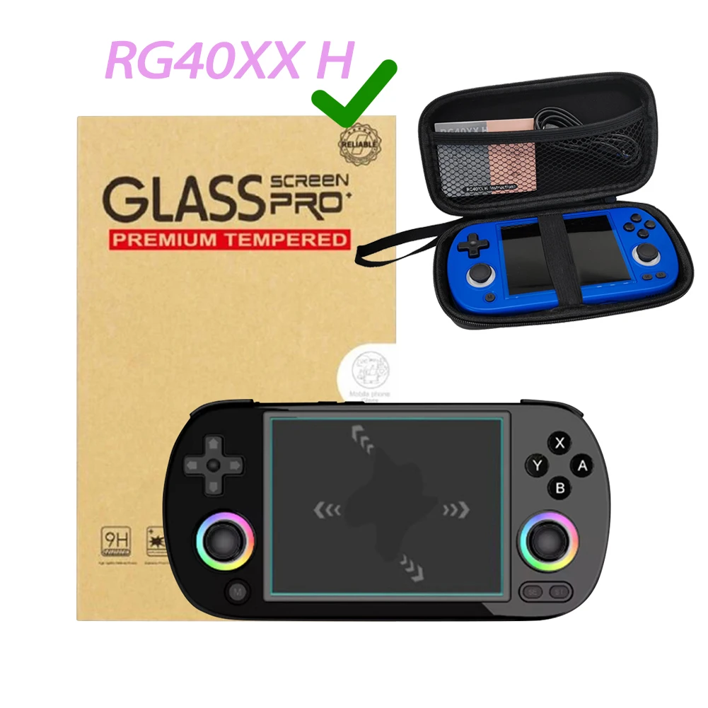 Für anbernic rg40xx h Videospiel konsole Trage tasche & Displays chutz folie Set Harts chale Aufbewahrung tasche Spiel zubehör rg40xx h