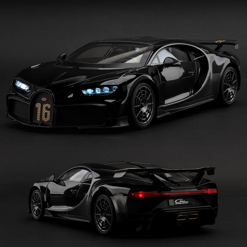 Bugatti Chiron Legierungsautomodell im Maßstab 1:18 mit Lichtern und Geräuschen – ideales Geschenk für Autoliebhaber und Kinder – authentische Nachbildung