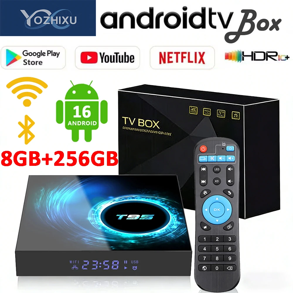 2026 Neue Android TV Box T95 Allwinner H616 Android 16 8GB+256GB Dual WLAN BT5.4 Ultra HD Smart Home Theater TV Box Media Player Image