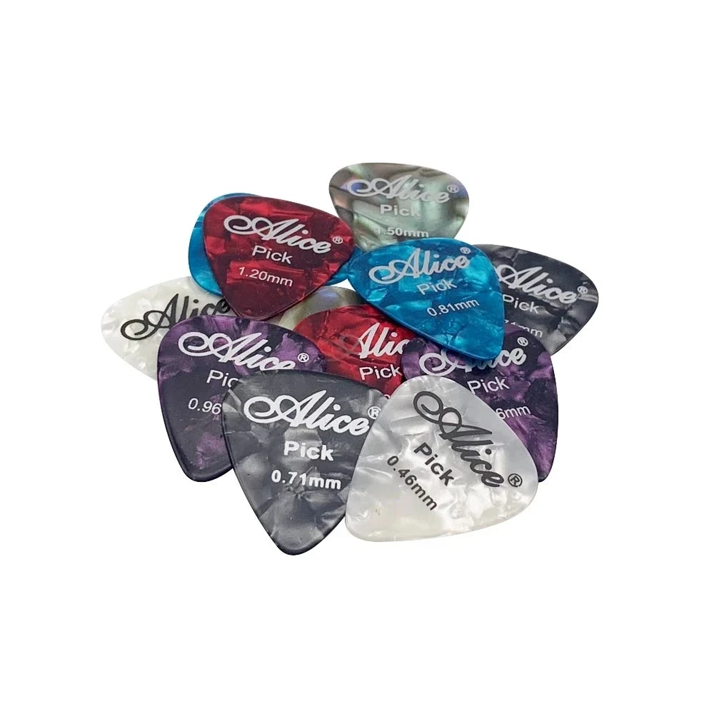 Alice Gitarrenplektren, 6 Stück, Celluloid-Mediator, Dicke 0,46 0,71 0,81 0,96 1,20 1,50 mm, Zubehör für elektrische Akustikgitarren Image