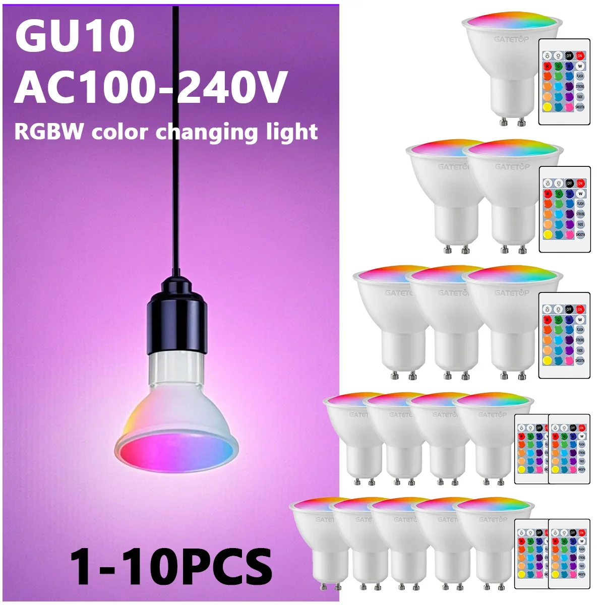 1-10PCS Bunte Änderung RGB GU10 LED Strahler Birne 24 Schlüssel Fernbedienung Dimmbar 6W AC220V 110V für Schlafzimmer Wohnzimmer Lampe