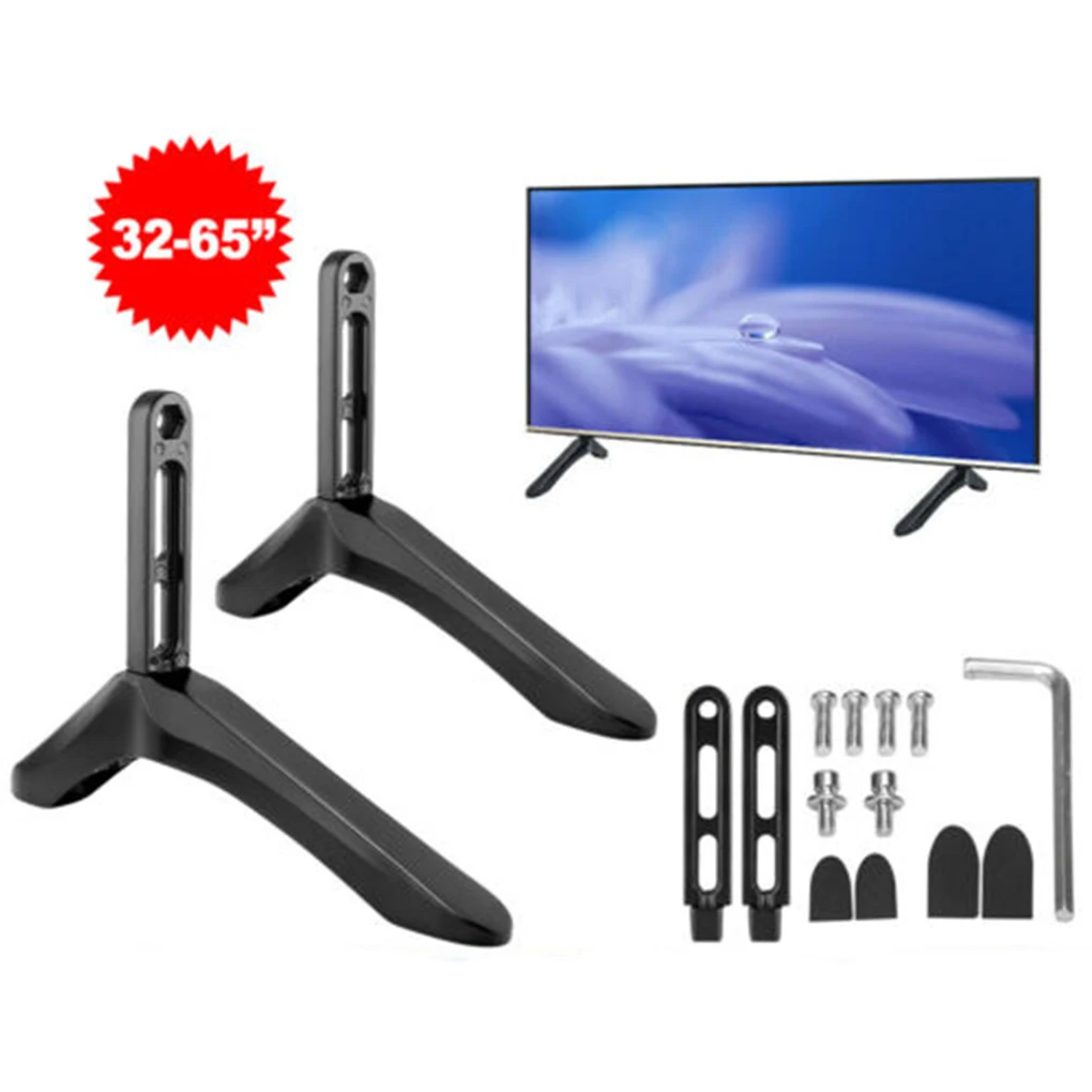 Universelle TV-Basis aus Stahl für LCD-Sockel, Bildschirmständer, Zuhause, universeller Monitor-Riser für 32 bis 65 Zoll Image