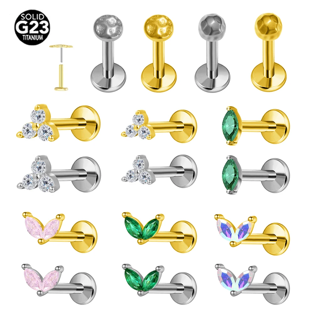 ASTM F136 G23 Titan Hasenohren Piercing Ohrstecker Push In Threadless Labret 16/18/20G Knorpel Körperschmuck Image