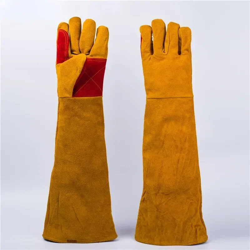 23,6 Zoll lange Ärmel Leders chweiß handschuhe, hitze beständige Herd feuer-und Grill handschuhe, pannen sichere Handschuhe für Gard Image