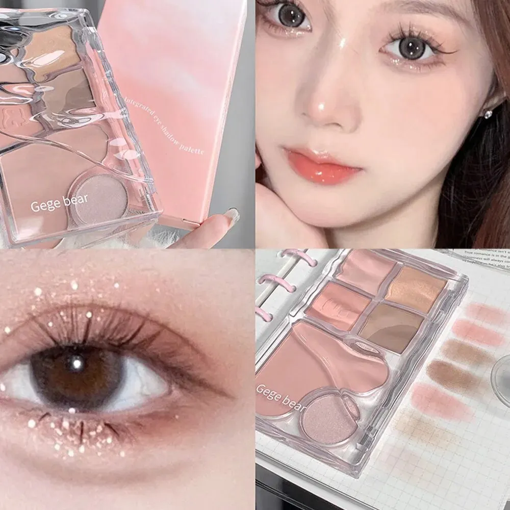 Pinky heart gege bear lidschatten palette matte perlmutt erde farbe pailletten lang anhaltende lidschatten-und kontur palette Image