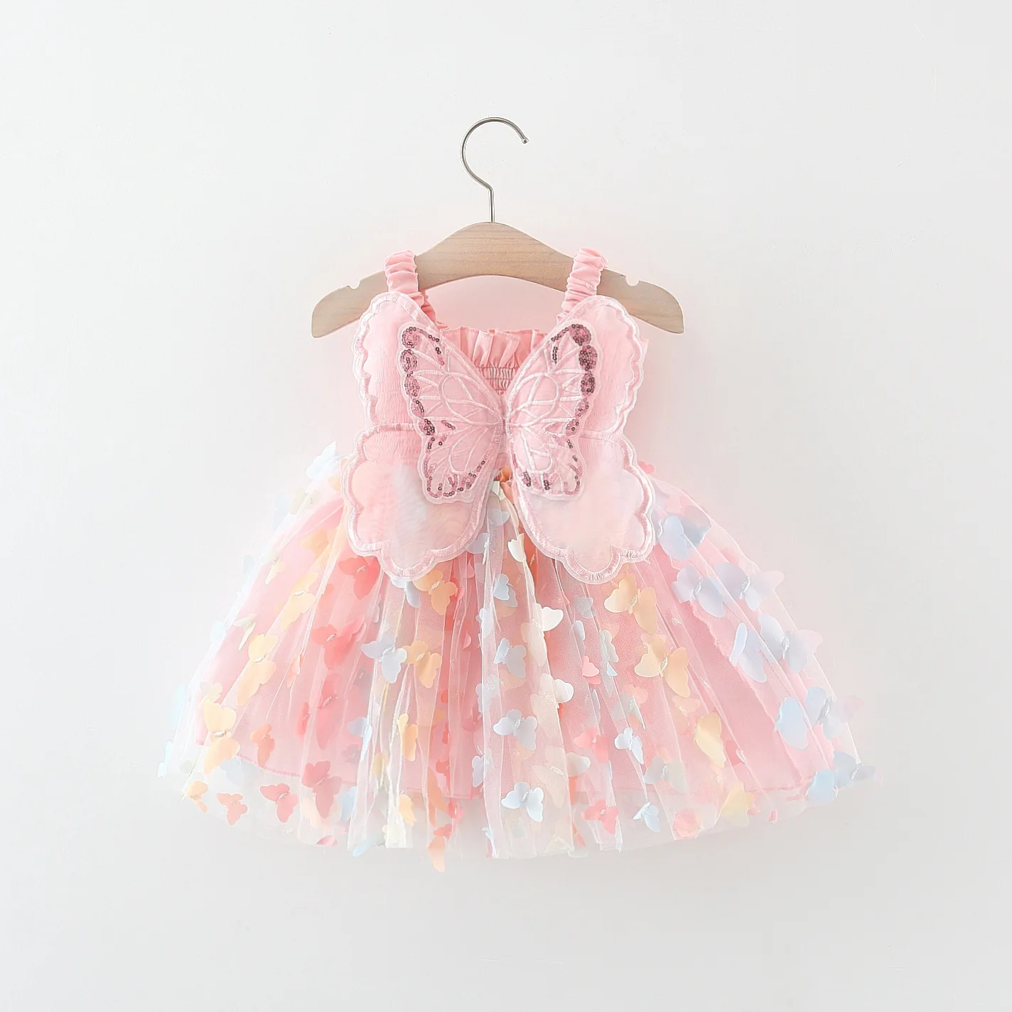 Baby Mädchen Party Prinzessin Kleid Sommer Kleinkind 3d Fee Schmetterling Flügel Hängen Strap Mesh Nette Mode Kleid Image