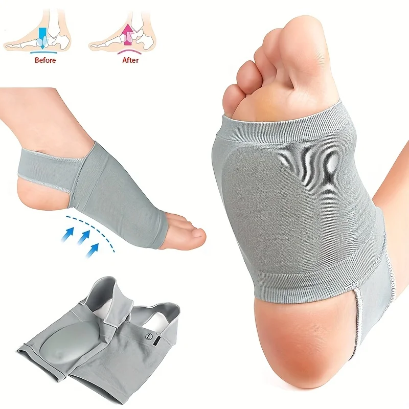 1 Paar Fußgewölbe-Stützhüllen – Mittelfuß-Kompressionsbandage zur Linderung von Plattfuß und Plantarfasziitis, Herren und Damen Image