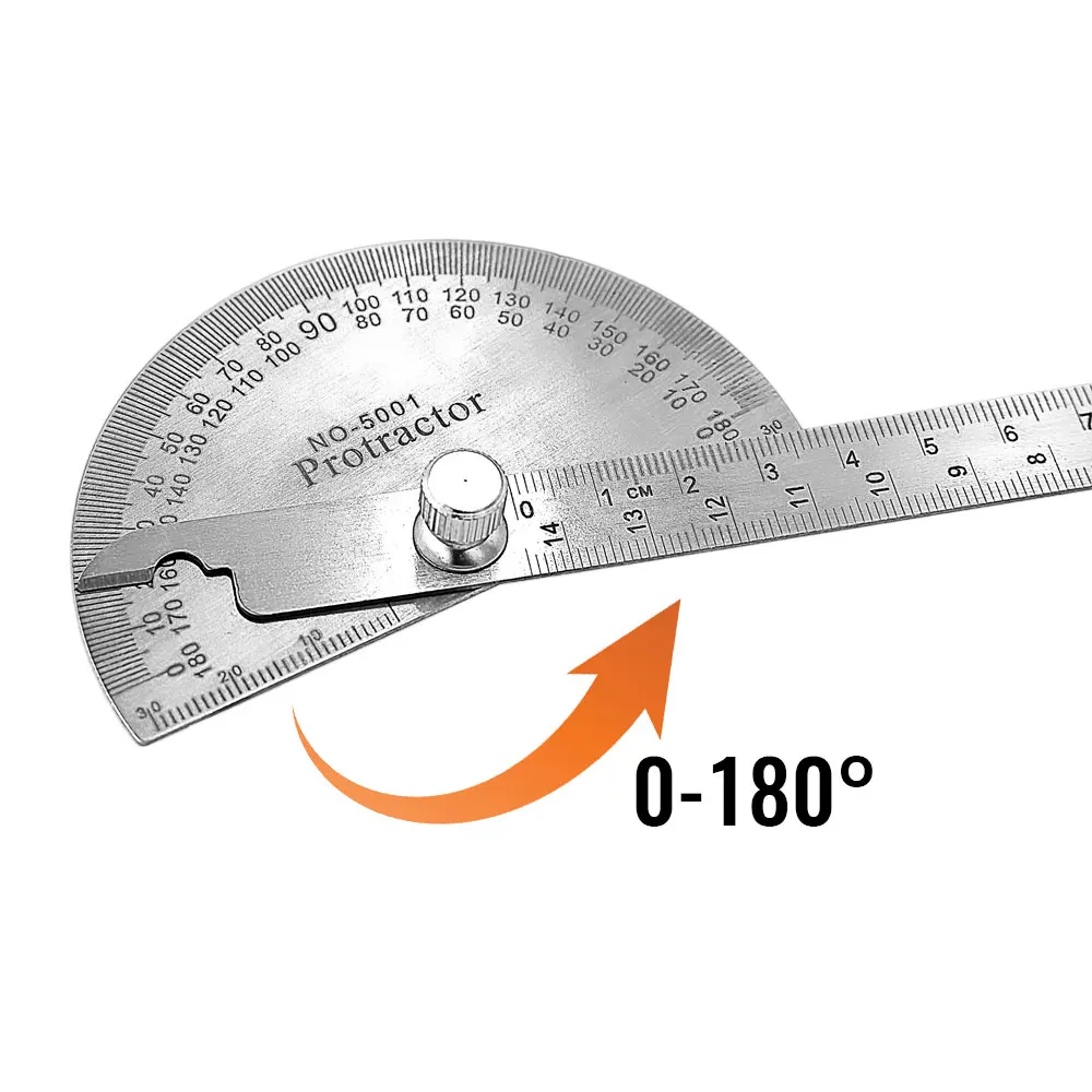 Winkelmesser, Winkelmesser, Lineal, Metallfinder, 180-Grad-Messgerät, Goniometer, Edelstahl, Holzbearbeitung, Holz, Messwerkzeug Image