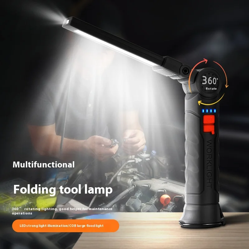 450lm Cob LED Arbeits scheinwerfer Taschenlampe USB-C 800ma Arbeits licht magnetisch 360 ° Garage Reparatur Inspektions lampe 4 Modus Tasche Flutlicht Image