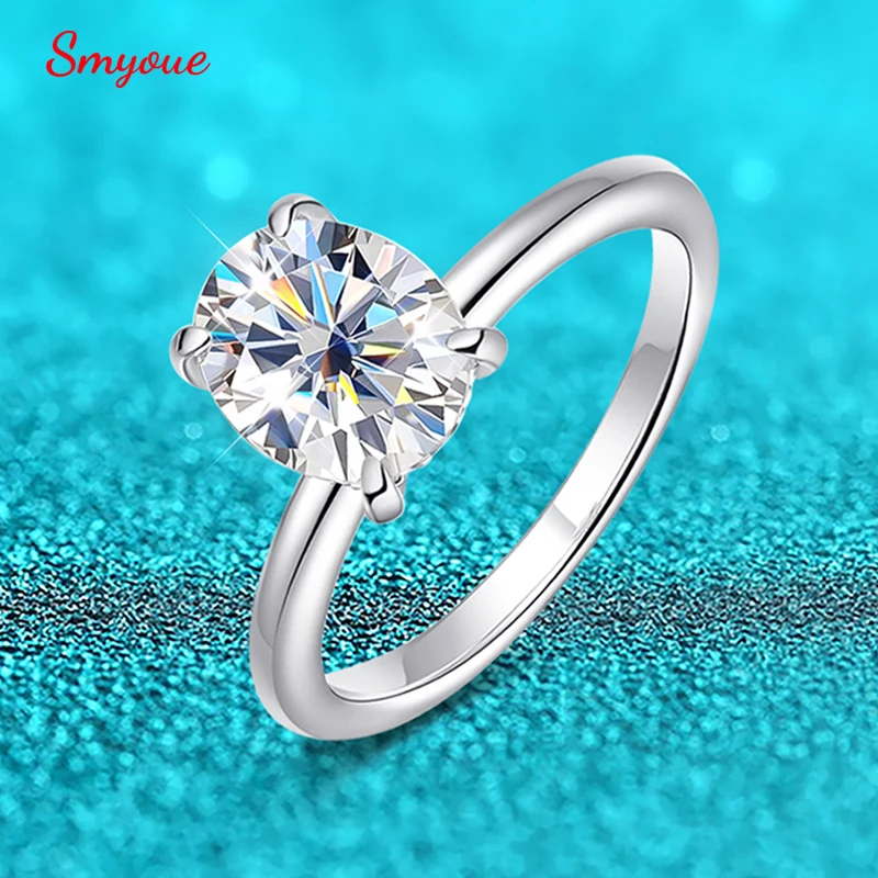 Smyoue 18 Karat vergoldeter 2/3-Karat-Moissanit-Diamantring für Damen, ovaler, ausgefallener Braut-Sets, Solitär-Hochzeitsversprechen-Band, 925er Silber Image
