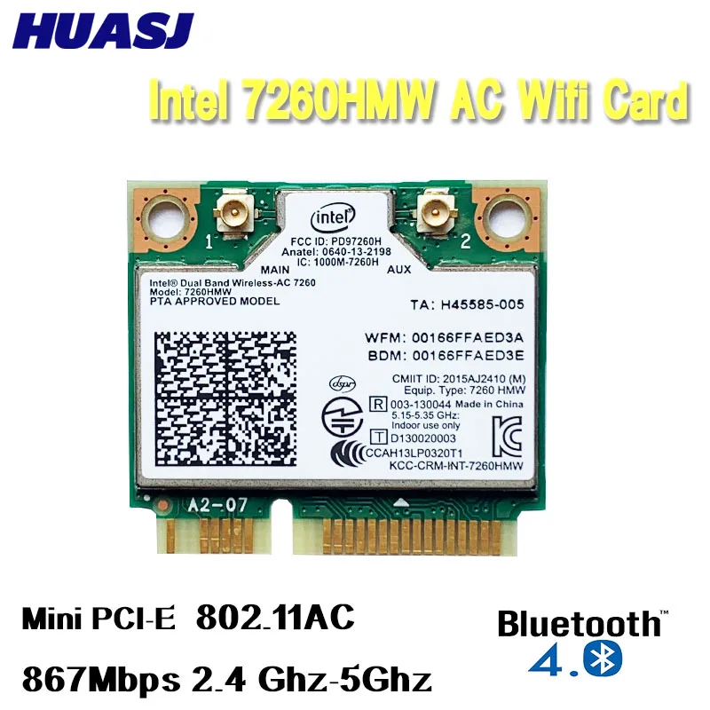 Dualband-Wireless-WLAN-Karte für Intel 7260 7260HMW Medium Mini PCI-E 2,4 G/5 GHz 1200 M BT 4.0 Wi-Fi-Adapter 7260ac 802.1 Image