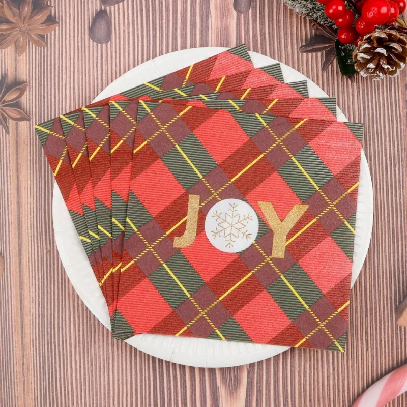20 stücke 25/33 cm 2Ply Weihnachten Plaid Gedruckt Servietten Party Atmosphäre Dekoration Papier Kreative Malerei Papier DIY decoupage Papier Image