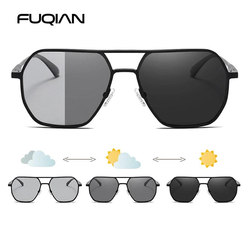 Luxus Metall Photochrome Sonnenbrille Männer Frauen Mode Polarisierte Sonnenbrille Stilvolle Chameleon Anti-glare Driving Shades UV400 Image