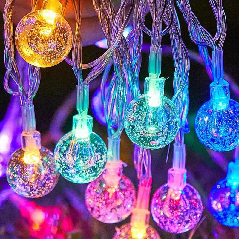 1,5-10m LED Kristall kugel Girlande Lichterketten Innen dekor Urlaub Weihnachts lampe 10/20/LED Lichterketten batterie betrieben