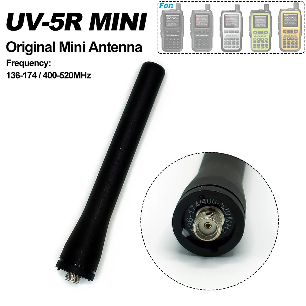 BAOFENG UV-5RMINI Original-Antenne, SMA-Buchse, Dualband, VHF136-174/UHF400–520 MHz, Walkie-Talkie-Antenne, kompatibel mit UV5R UV82 Image