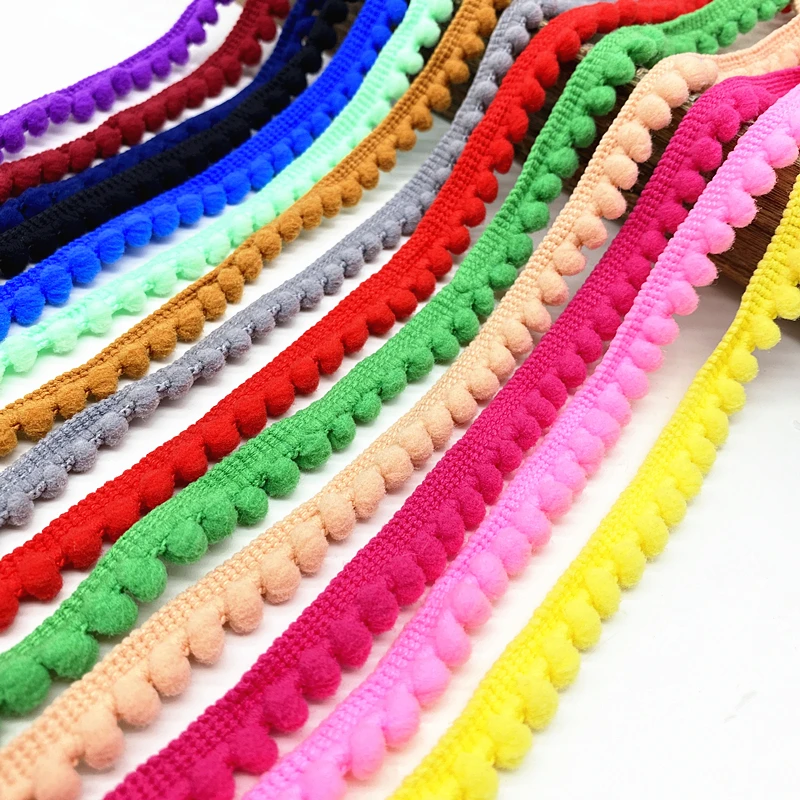 2 Yards Pom Pom Trim Ball 11 mm Pompom Fransenband Nähen Spitze Gestrickter Stoff Handgefertigtes Bastelzubehör Image
