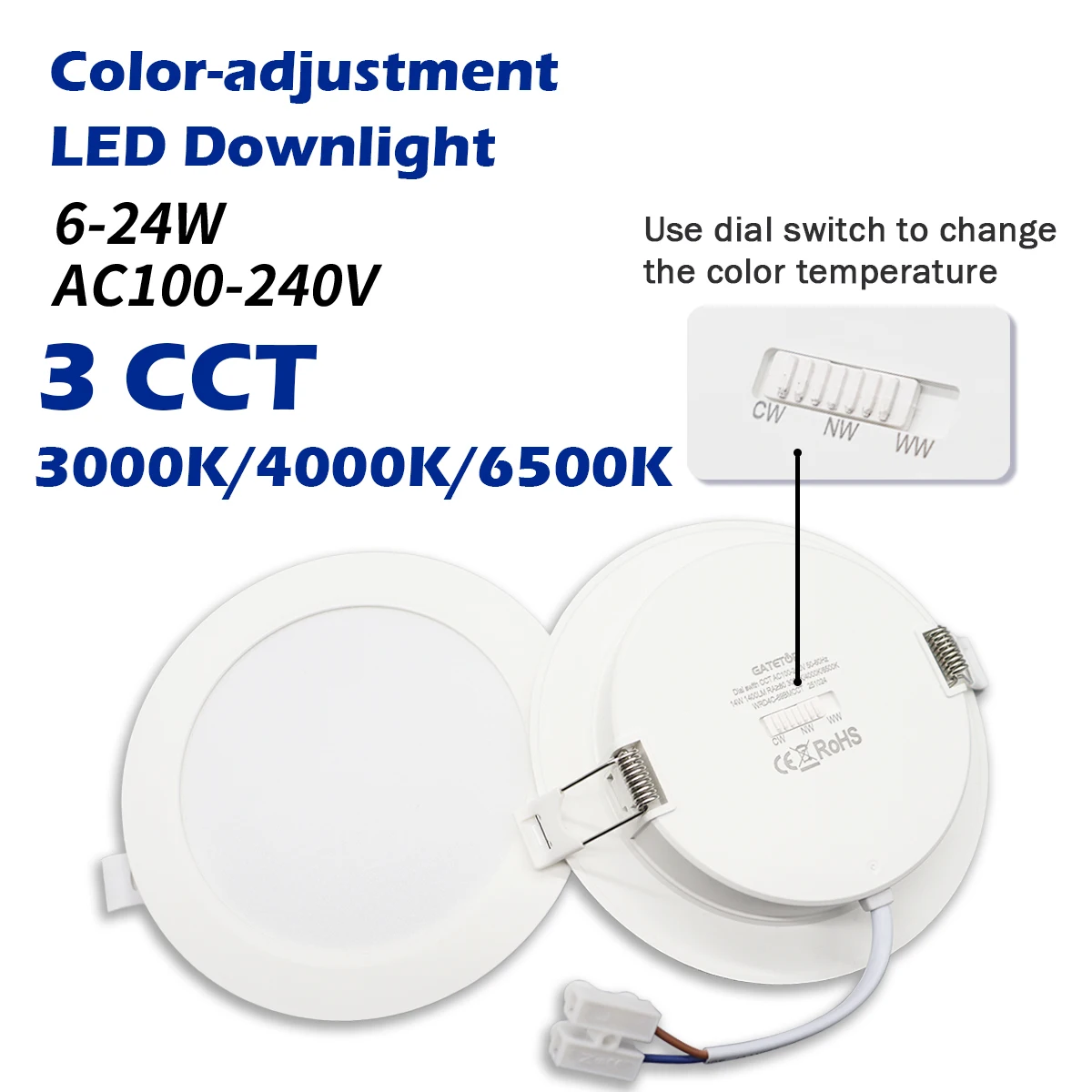 1–10 Stück, 3 CCT, 3000 K, 4000 K, 6500 K, LED-Downlight, 120 V, 220 V, Wählschalter, Deckenleuchte, runde Einbauleuchte, Innenbeleuchtung