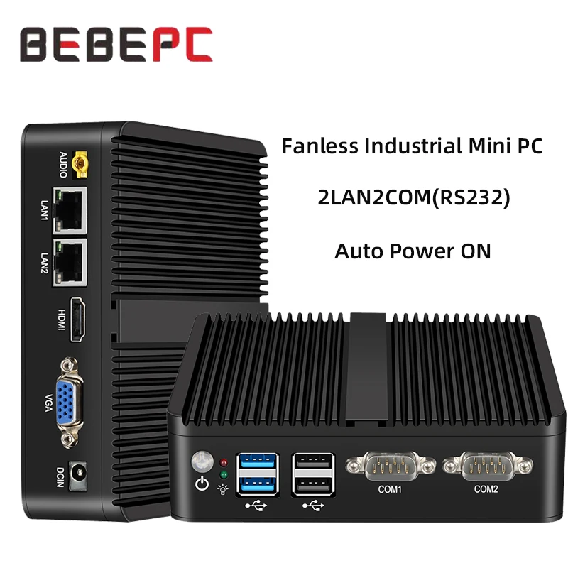 Industrieller Mini-PC Intel J6412 I5-4200U I5-5200U 2xLAN 2xRS232 4xUSB WLAN Linux Windows 10 Eingebetteter Computer Industriequalität