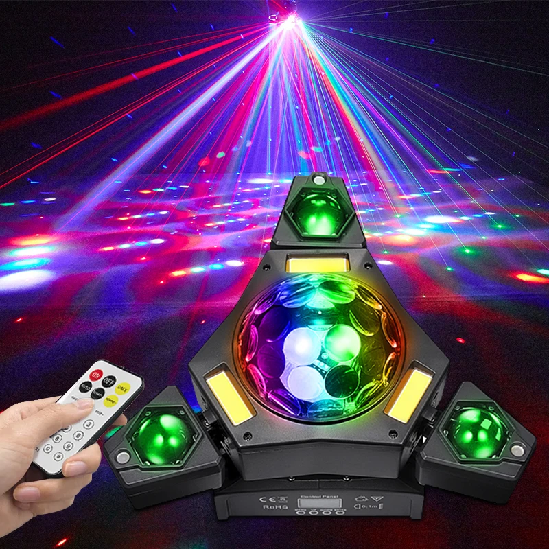 3 Arme LED-Bühnenlichter Moving Head mit Magic Ball Beam Strobe Laser 5In1 DJ-Effekt Fernbedienung DMX512 für Disco Image