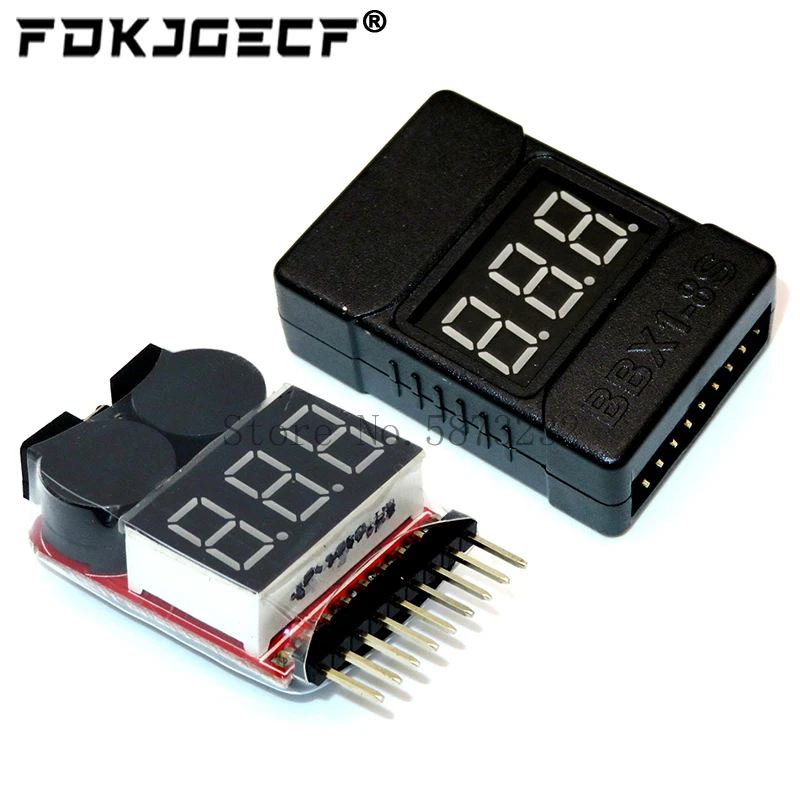 BX100 1-8S Lipo-Batteriespannungsprüfer/Niederspannungs-Summeralarm/Batterierspannungsprüfer mit zwei Lautsprechern für 3,7 V, 7,4 V Image