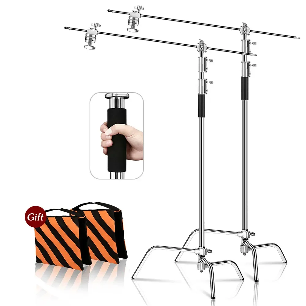 2,6 m/8,5 ft Edelstahl Century faltbare Lichtstativ Stativ Magic Leg Fotografie C-Ständer für Spotlicht, Softbox, Fotostudio