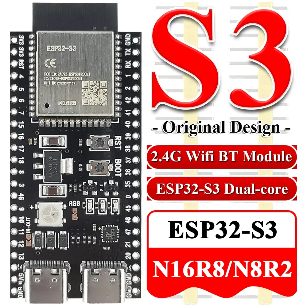 ESP32-S3 Wifi BT Modul Entwicklungsboard für Arduino IDE ESP32-S3-WROOM1 N16R8 N8R2 44Pin Typ-C 16 MB Flash 8 MB PSRAM ESP32 S3 Image