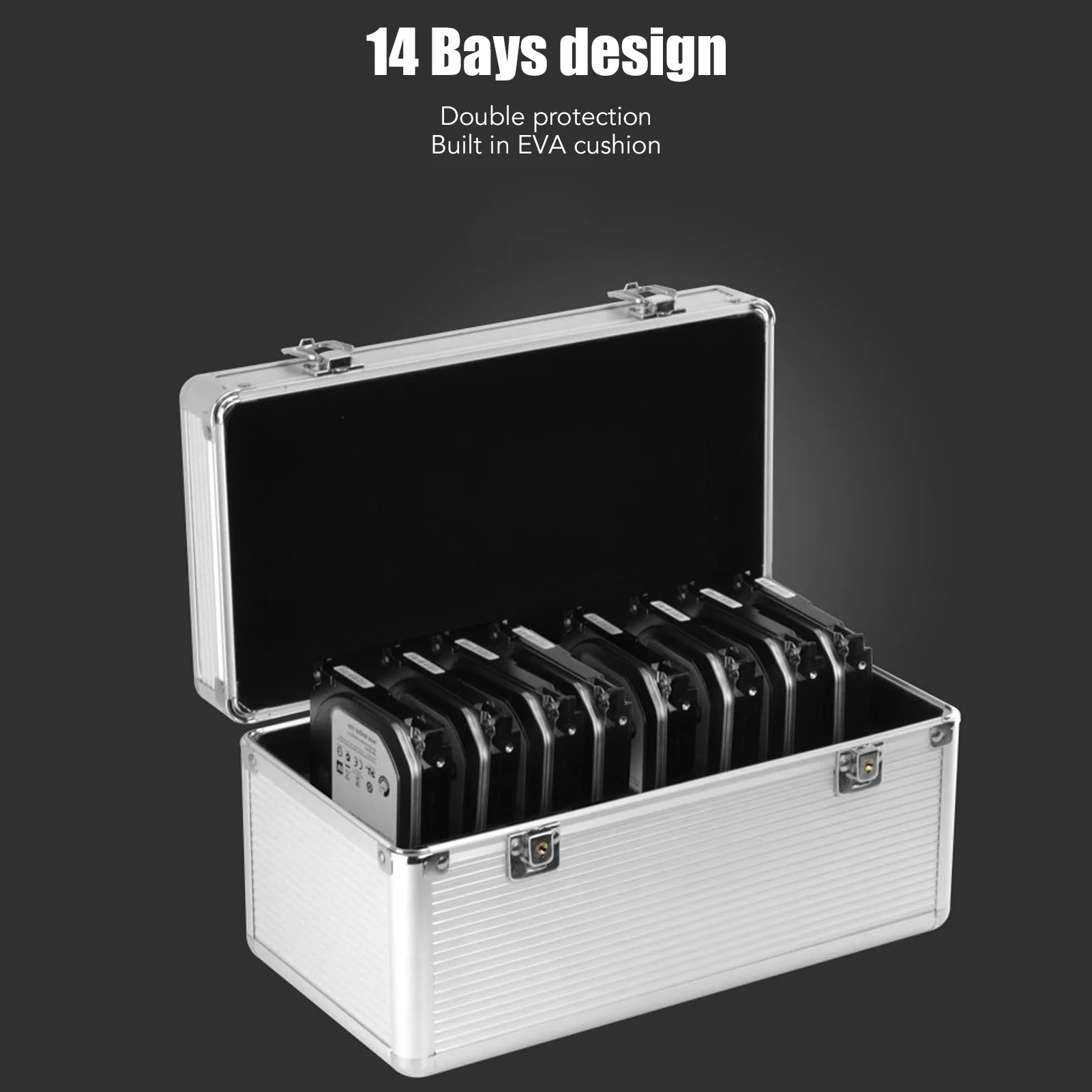 Festplatten gehäuse Festplatten-Aufbewahrung sbox 14-fach Doppelschloss-Festplatten gehäuse für 3,5-Zoll-2,5-Zoll-Festplatte Image