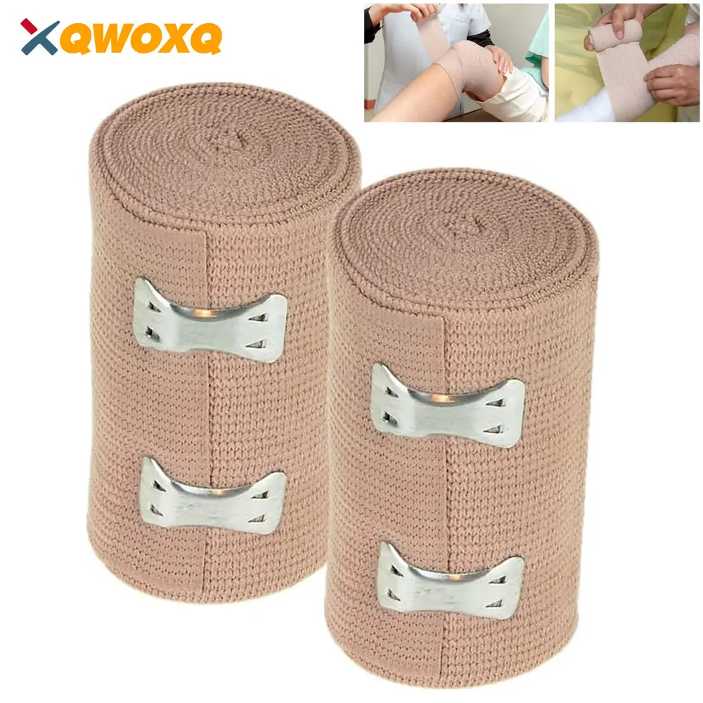 1 Rolle Premium-Elastikbandage – Starke Kompressionsbandage mit zusätzlichen Clips für Sport, Verstauchungen, Handgelenk, Knöchel und Fuß Image