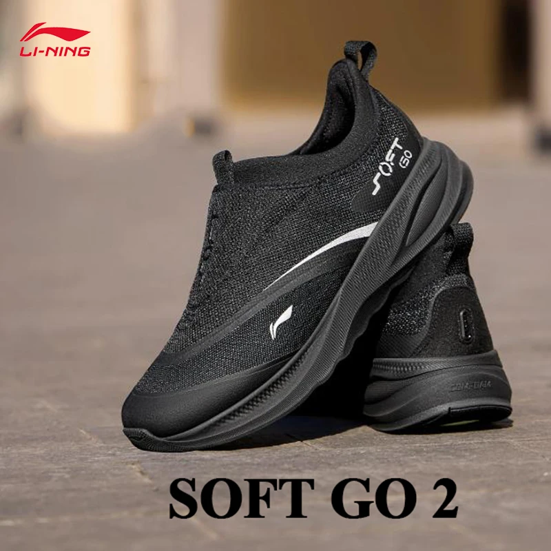LI-NING SOFT GO 2 Herren-Wanderschuhe, Slip-on, weich, dicker Absatz, bequem, tragbar, Sport-Freizeitschuhe AGLV005