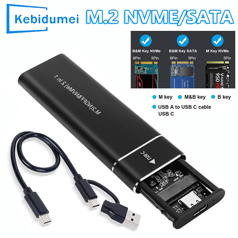 M2 SSD-Gehäuse M.2 NVMe SATA SSD-Gehäuse USB 3.1 Typ C Gen2 10 Gbit/s Werkzeugfreies M.2 NVMe NGFF Solid State Drive Box für PC Laptop Image