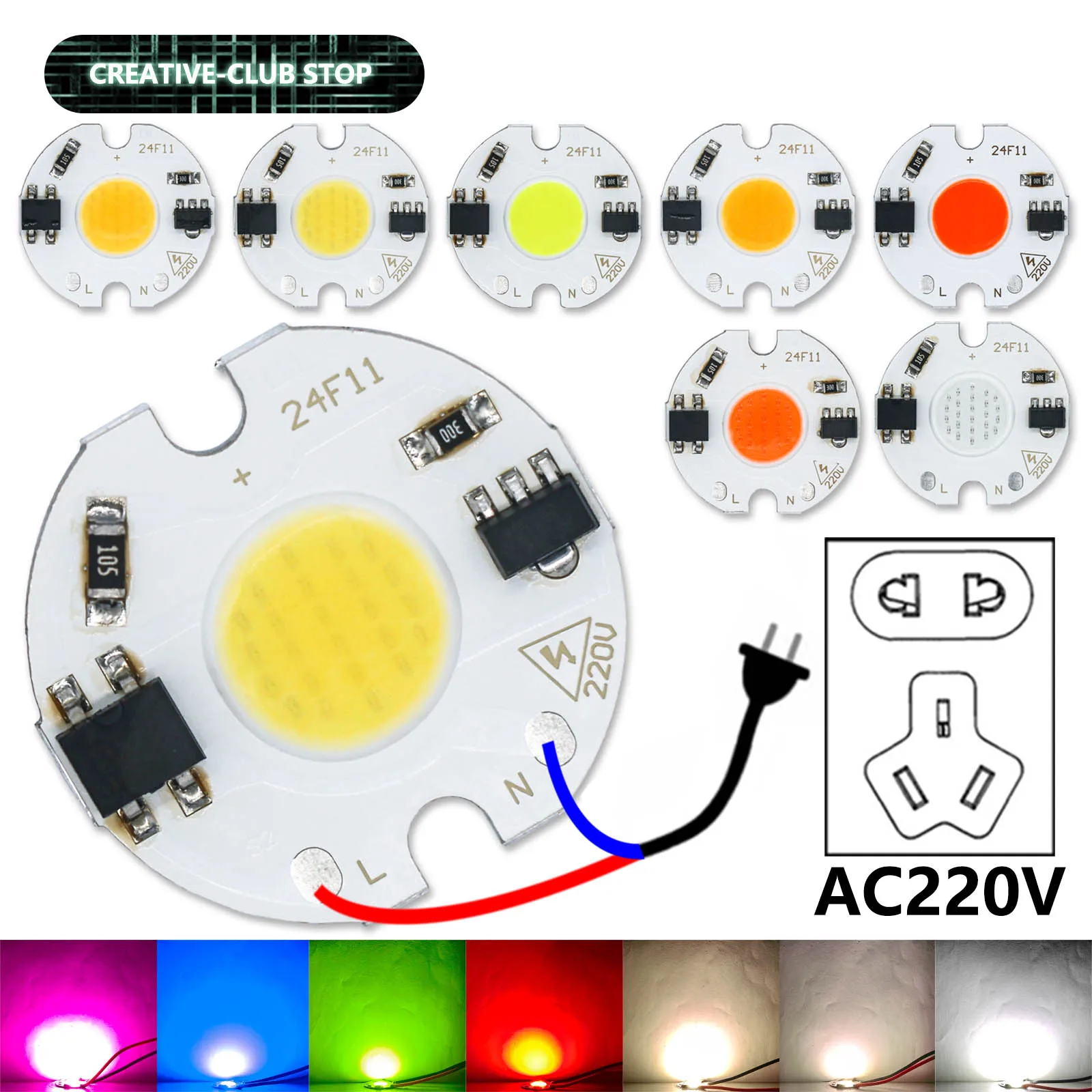 1-100 stücke 3W 5W 7W LED COB Chip 220V LED Matrix Smart IC Fahrer Lampe LED Perlen Lichtquelle für LED Diode Scheinwerfer Birne Modul