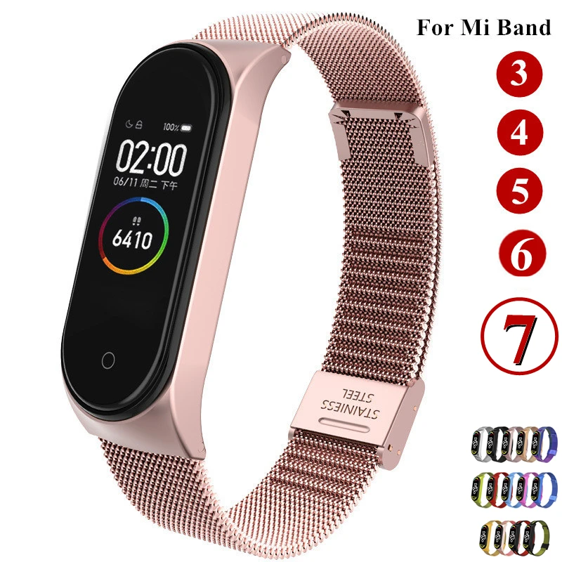 Strap Für Xiaomi Mi Band 7 3 4 5 6 Handgelenk Metall Armband Schraubenlose Edelstahl MIband für Mi Band 7 6 4 3 5 Strap Armbänder Image